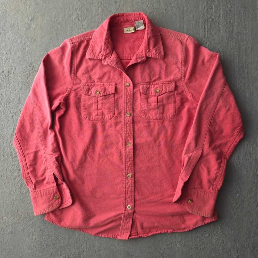 Vintage 2000s LL Bean Pink Chamois Shirt Small Heavyweight Flannel